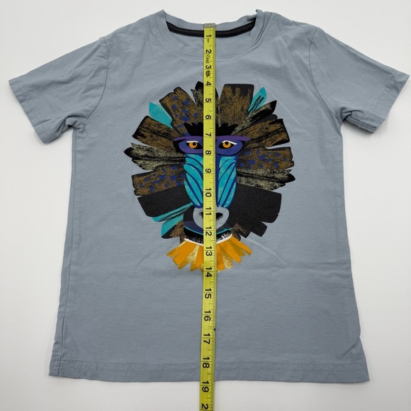 Tea Collection Boy’s Mandrill Monkey Graphic Tee Blue Fog 8 100% Cotton EUC - Picture 9 of 9